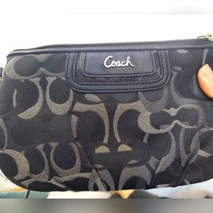 COACH Signature Sateen Pleated Wristlet EUC
